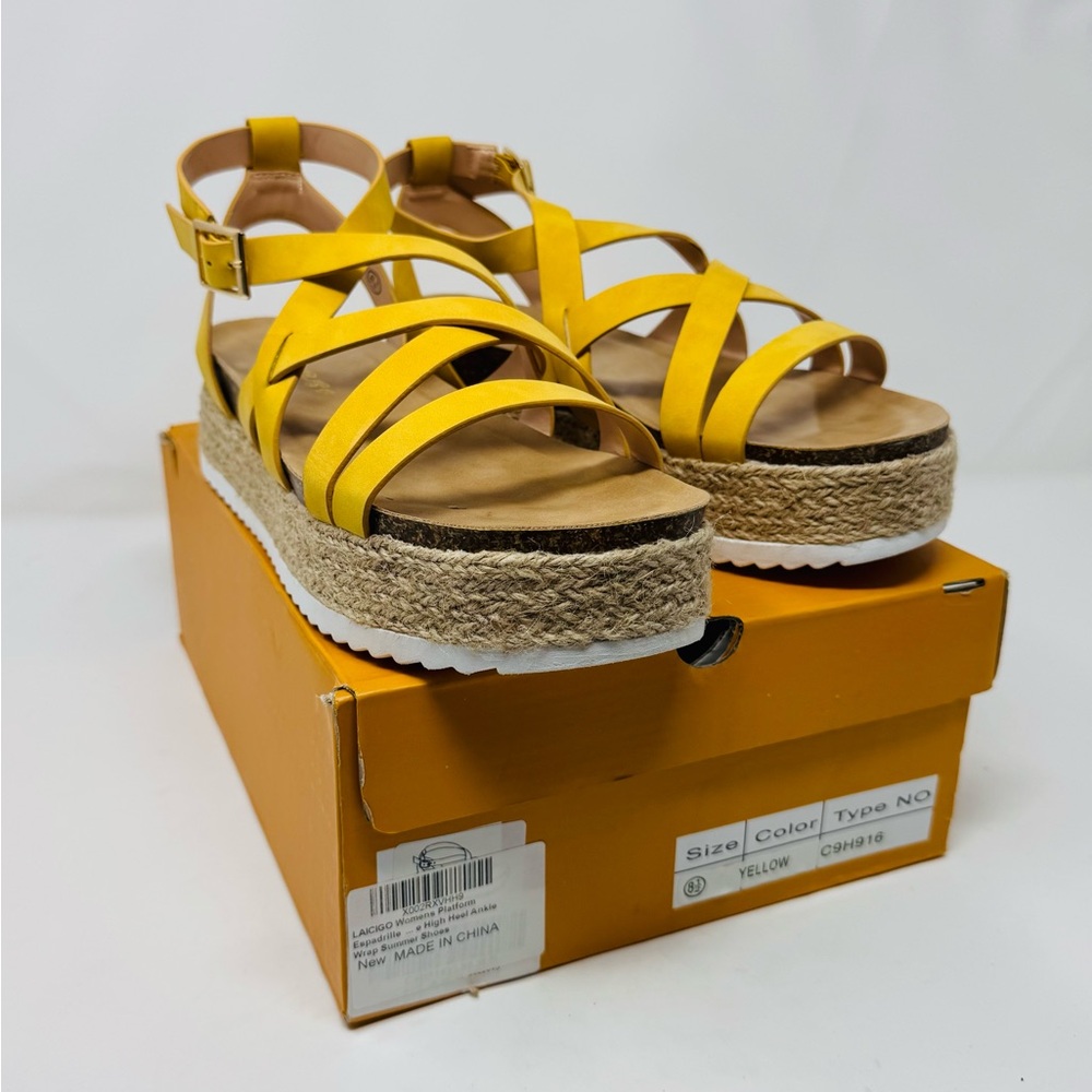 Yellow Espadrille Platform Sandals